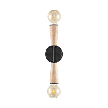 Katia 5.13" Modern Designer Iron/Wood Double Sided Hourglass LED Sconce - JONATHAN Y
